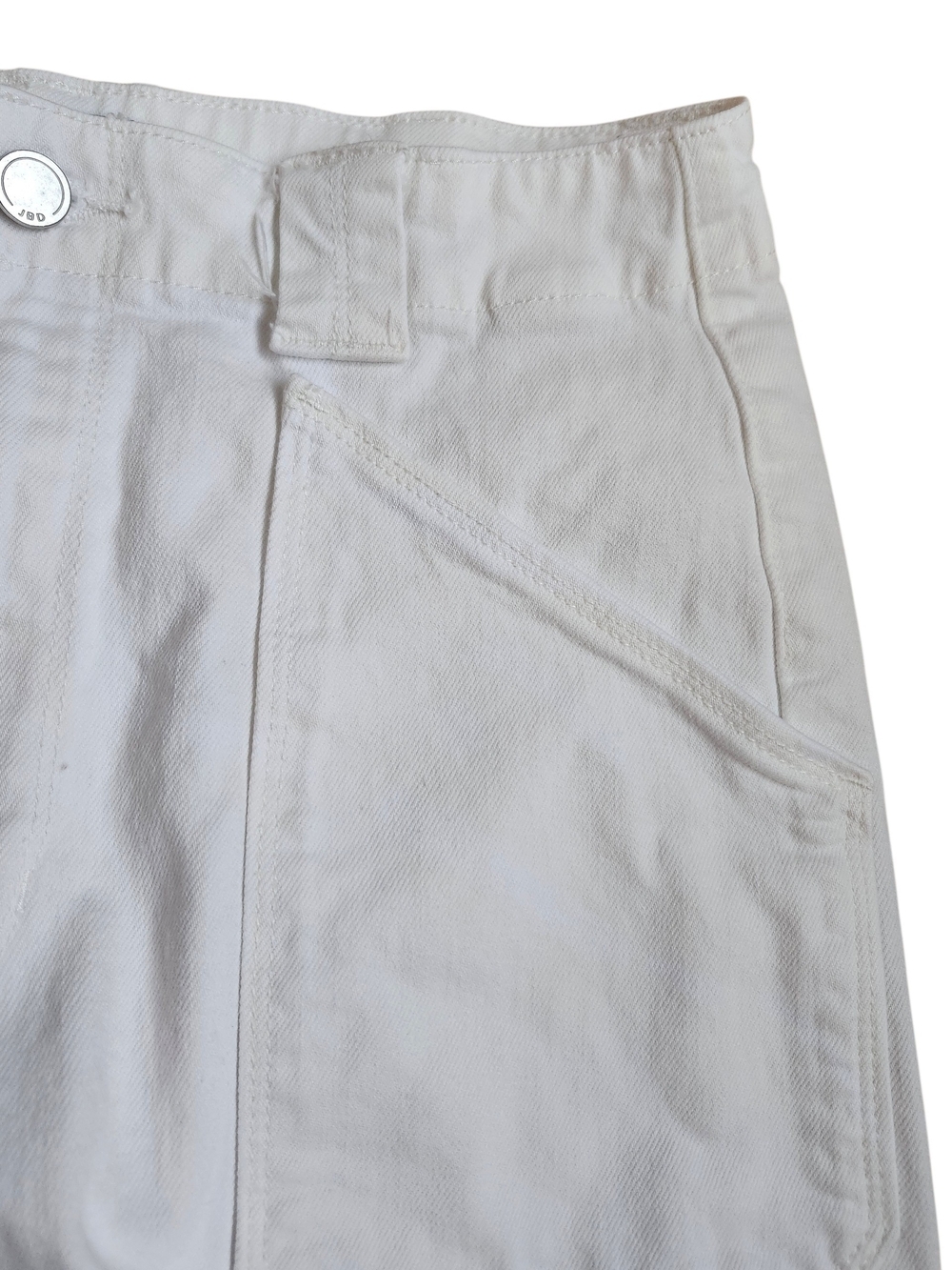 JBD Just Black Denim White Wide Leg Jeans High Rise Patch Pocket Long 32" Inseam - Picture 5 of 13